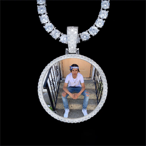 925S & VVS Moissanite 3D Circle Custom Picture Pendant