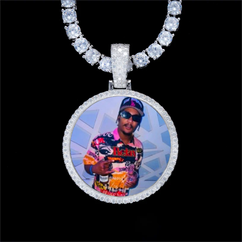925S & VVS Moissanite 3D Circle Custom Picture Pendant