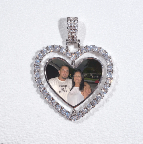 3D Spinning 2-Faced Heart Custom Picture Pendant