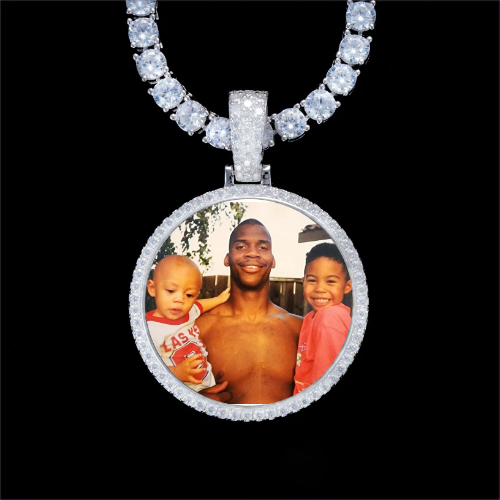 925S & VVS Moissanite 3D Circle Custom Picture Pendant