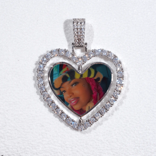 3D Spinning 2-Faced Heart Custom Picture Pendant