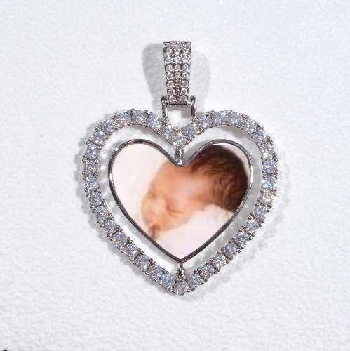 3D Spinning 2-Faced Heart Custom Picture Pendant
