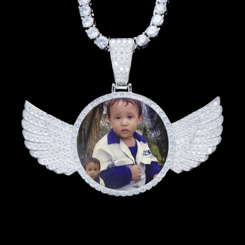 925S & VVS Moissanite 3D Wing Custom Picture Pendant