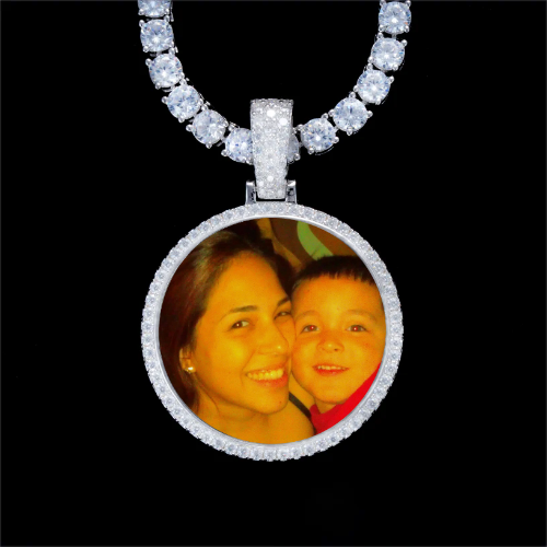 925S & VVS Moissanite 3D Circle Custom Picture Pendant