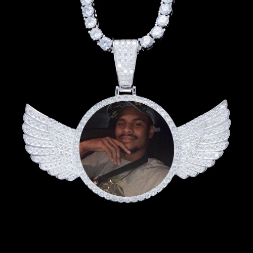 925S & VVS Moissanite 3D Wing Custom Picture Pendant