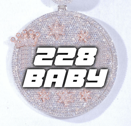CUSTOM LETTER NECKLACE 3D BIG CROWN DISC