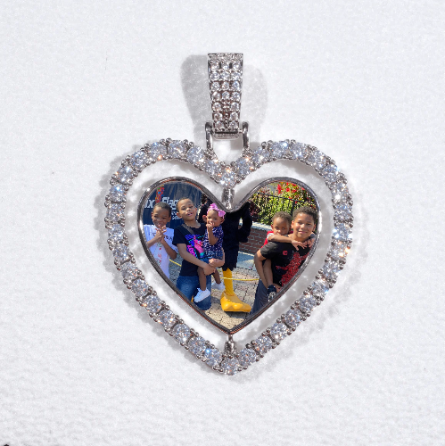 3D Spinning 2-Faced Heart Custom Picture Pendant