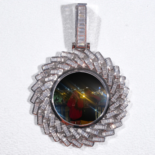 Large 3D Baguette Custom Picture Pendant