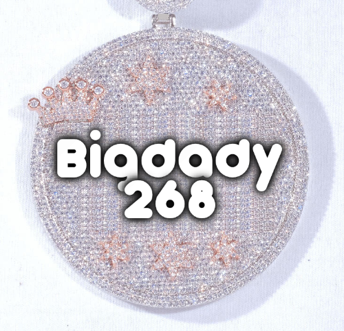 CUSTOM LETTER NECKLACE 3D BIG CROWN DISC