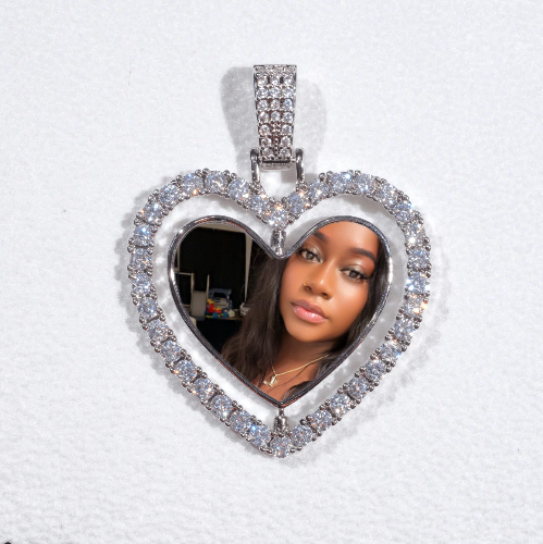 3D Spinning 2-Faced Heart Custom Picture Pendant