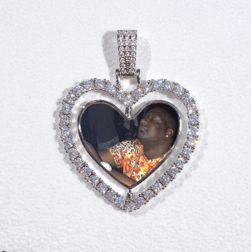 3D Spinning 2-Faced Heart Custom Picture Pendant