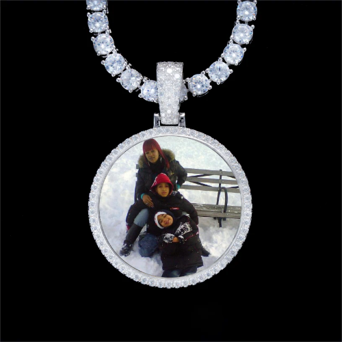 925S & VVS Moissanite 3D Circle Custom Picture Pendant