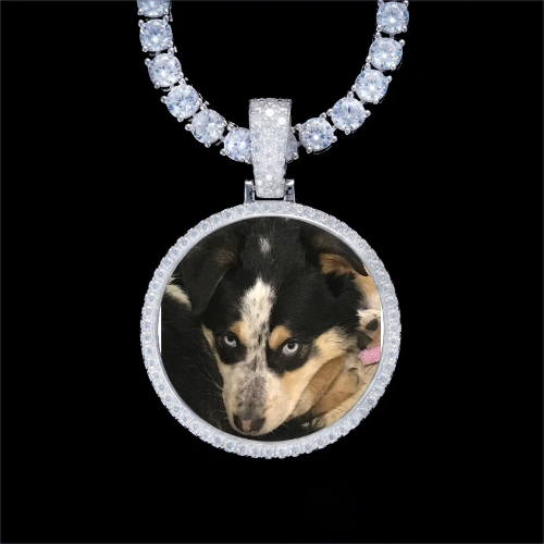925S & VVS Moissanite 3D Circle Custom Picture Pendant