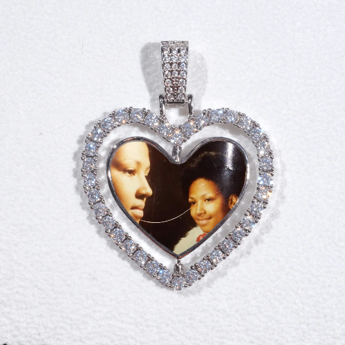3D Spinning 2-Faced Heart Custom Picture Pendant