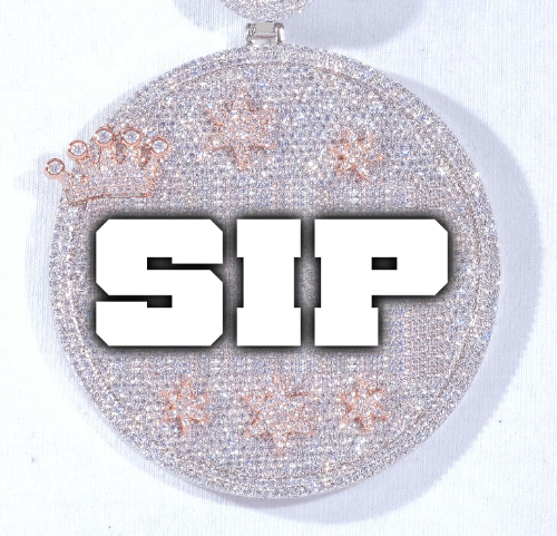 CUSTOM LETTER NECKLACE 3D BIG CROWN DISC