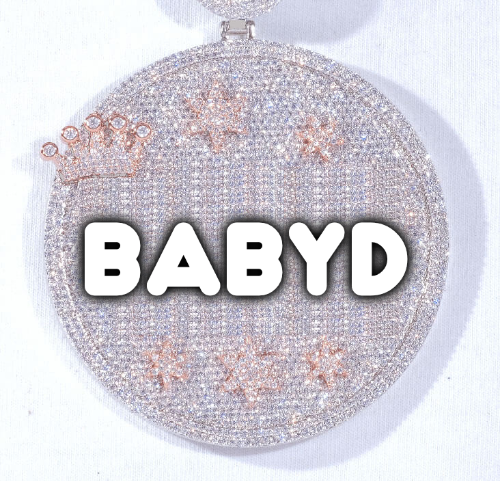 CUSTOM LETTER NECKLACE 3D BIG CROWN DISC