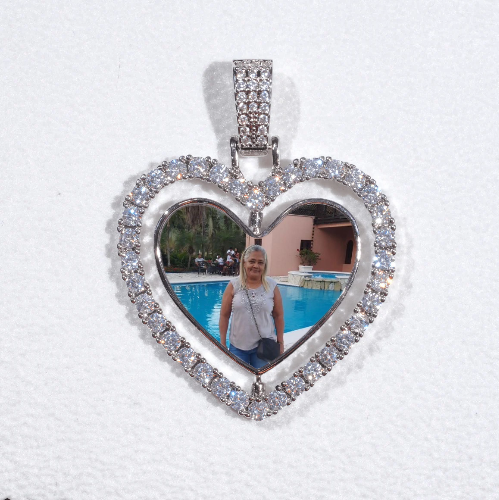 3D Spinning 2-Faced Heart Custom Picture Pendant