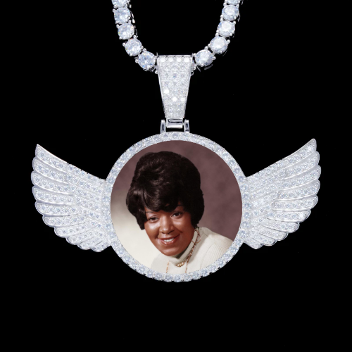 925S & VVS Moissanite 3D Wing Custom Picture Pendant