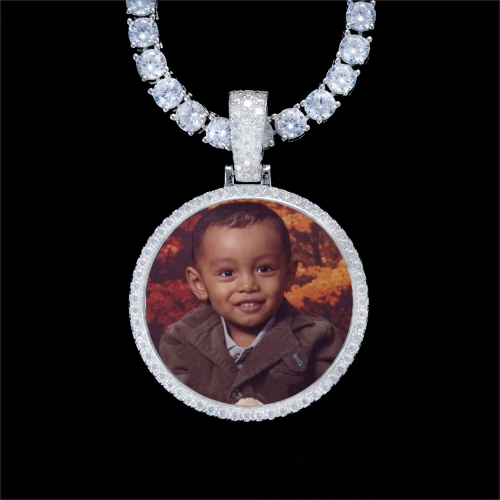 925S & VVS Moissanite 3D Circle Custom Picture Pendant