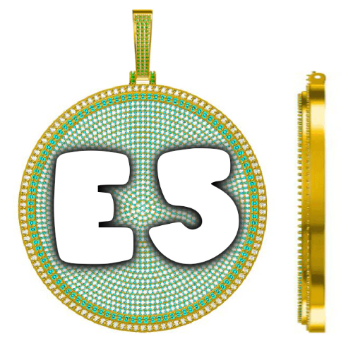 CUSTOM LETTER NECKLACE 3D BIG DISC