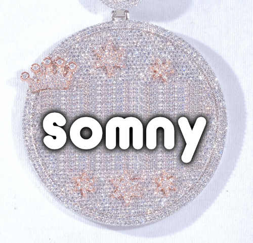 CUSTOM LETTER NECKLACE 3D BIG CROWN DISC