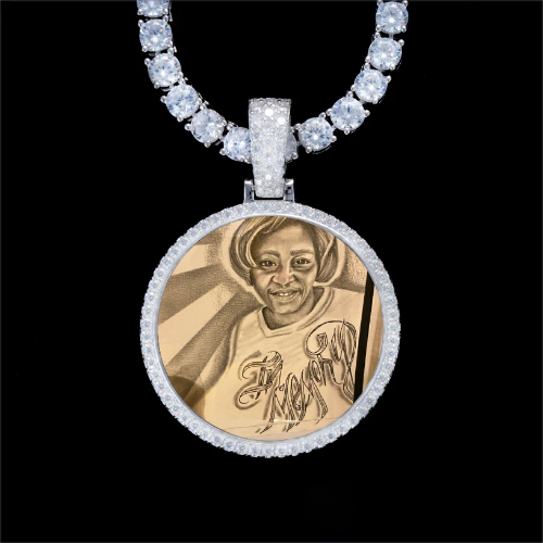 925S & VVS Moissanite 3D Circle Custom Picture Pendant
