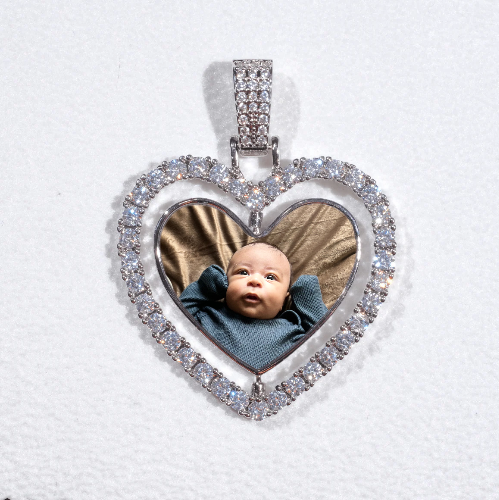 3D Spinning 2-Faced Heart Custom Picture Pendant