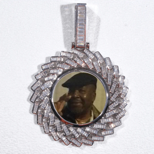 Large 3D Baguette Custom Picture Pendant