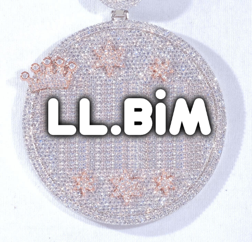 CUSTOM LETTER NECKLACE 3D BIG CROWN DISC