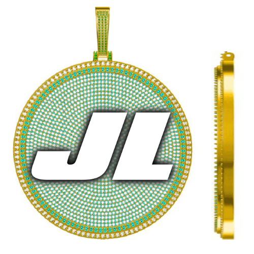 CUSTOM LETTER NECKLACE 3D BIG DISC