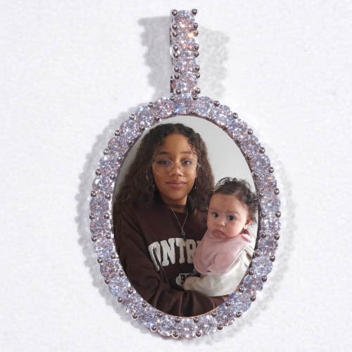 Large 3D Oval Custom Picture Pendant