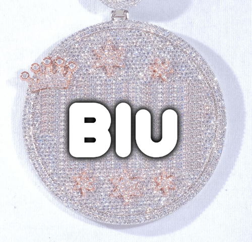 CUSTOM LETTER NECKLACE 3D BIG CROWN DISC
