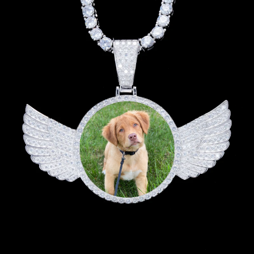 925S & VVS Moissanite 3D Wing Custom Picture Pendant