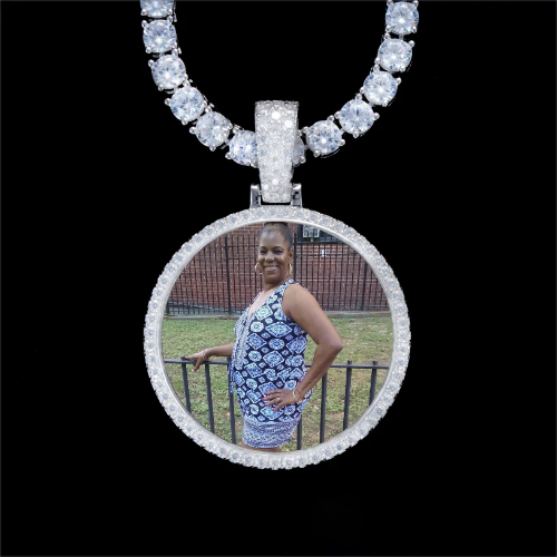 925S & VVS Moissanite 3D Circle Custom Picture Pendant