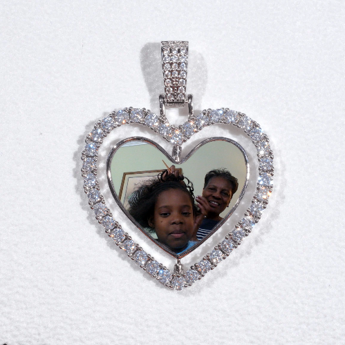 3D Spinning 2-Faced Heart Custom Picture Pendant