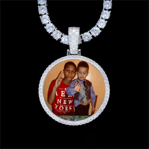 925S & VVS Moissanite 3D Circle Custom Picture Pendant