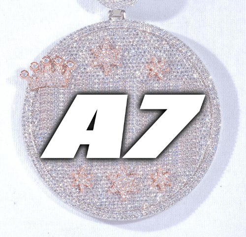 CUSTOM LETTER NECKLACE 3D BIG CROWN DISC