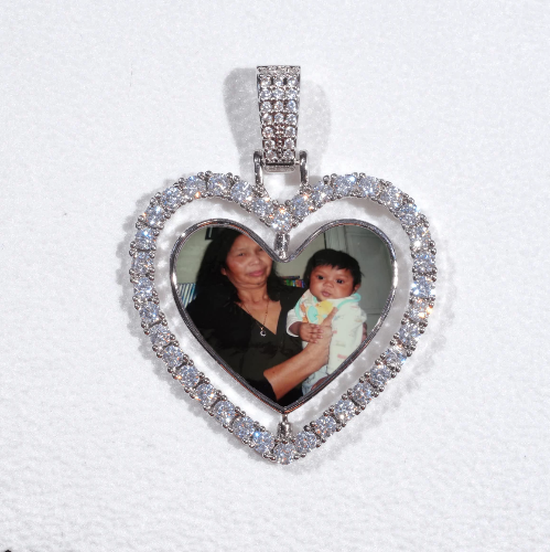 3D Spinning 2-Faced Heart Custom Picture Pendant