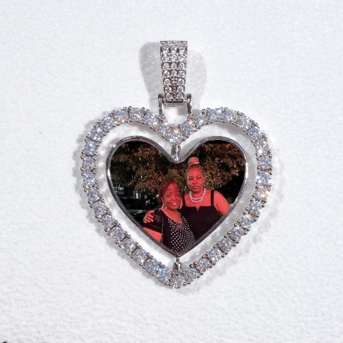 3D Spinning 2-Faced Heart Custom Picture Pendant