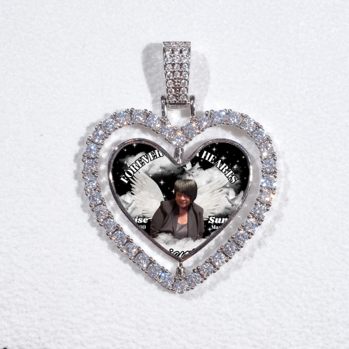3D Spinning 2-Faced Heart Custom Picture Pendant