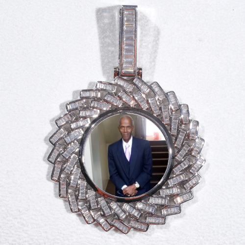 Large 3D Baguette Custom Picture Pendant