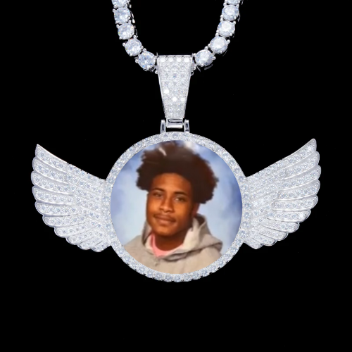 925S & VVS Moissanite 3D Wing Custom Picture Pendant