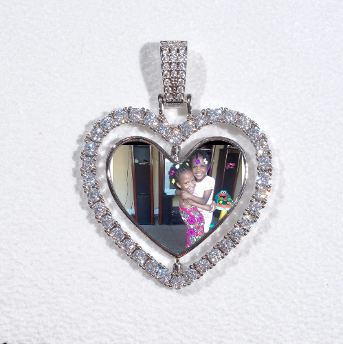 3D Spinning 2-Faced Heart Custom Picture Pendant