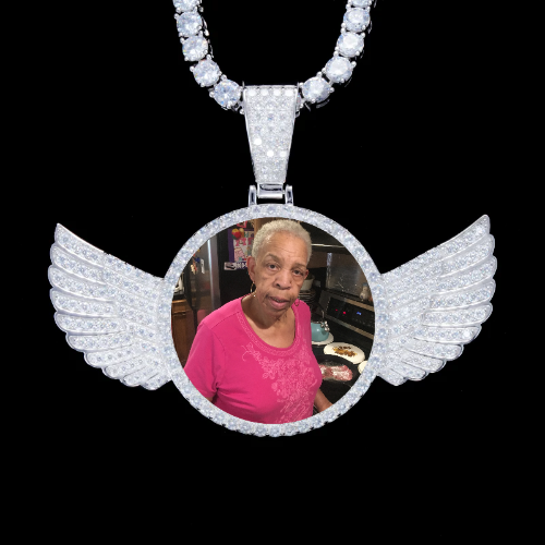 925S & VVS Moissanite 3D Wing Custom Picture Pendant