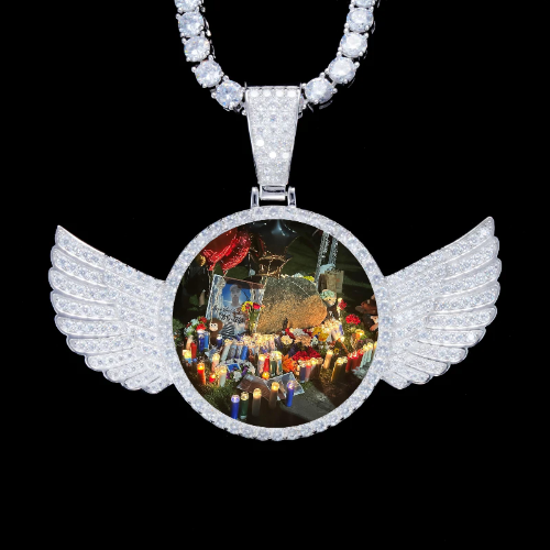 925S & VVS Moissanite 3D Wing Custom Picture Pendant