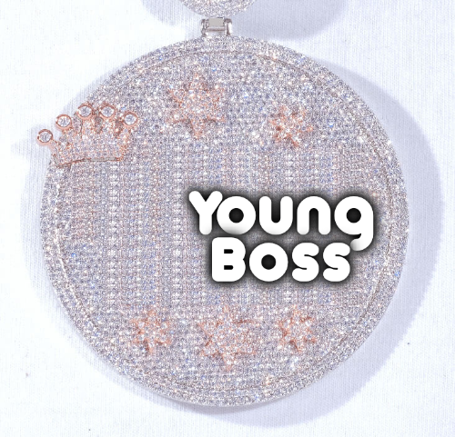 CUSTOM LETTER NECKLACE 3D BIG CROWN DISC