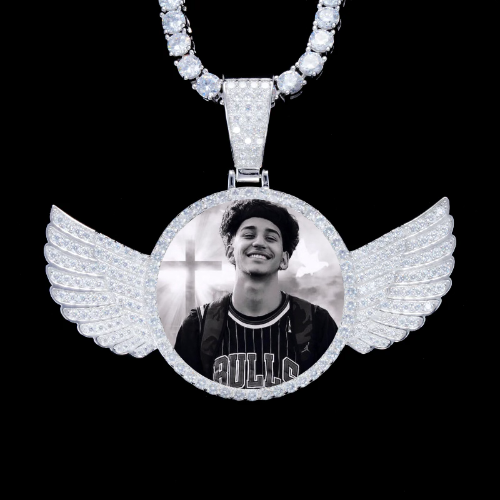 925S & VVS Moissanite 3D Wing Custom Picture Pendant