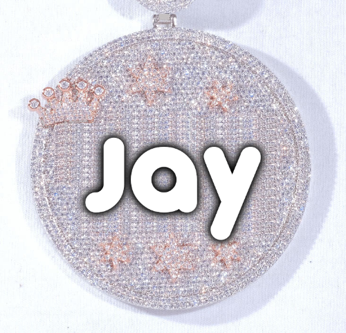 CUSTOM LETTER NECKLACE 3D BIG CROWN DISC