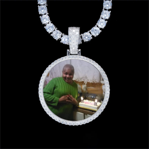 925S & VVS Moissanite 3D Circle Custom Picture Pendant