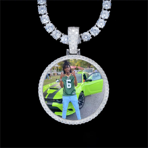 925S & VVS Moissanite 3D Circle Custom Picture Pendant